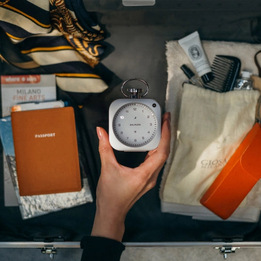 The Clock packed in a suitcase