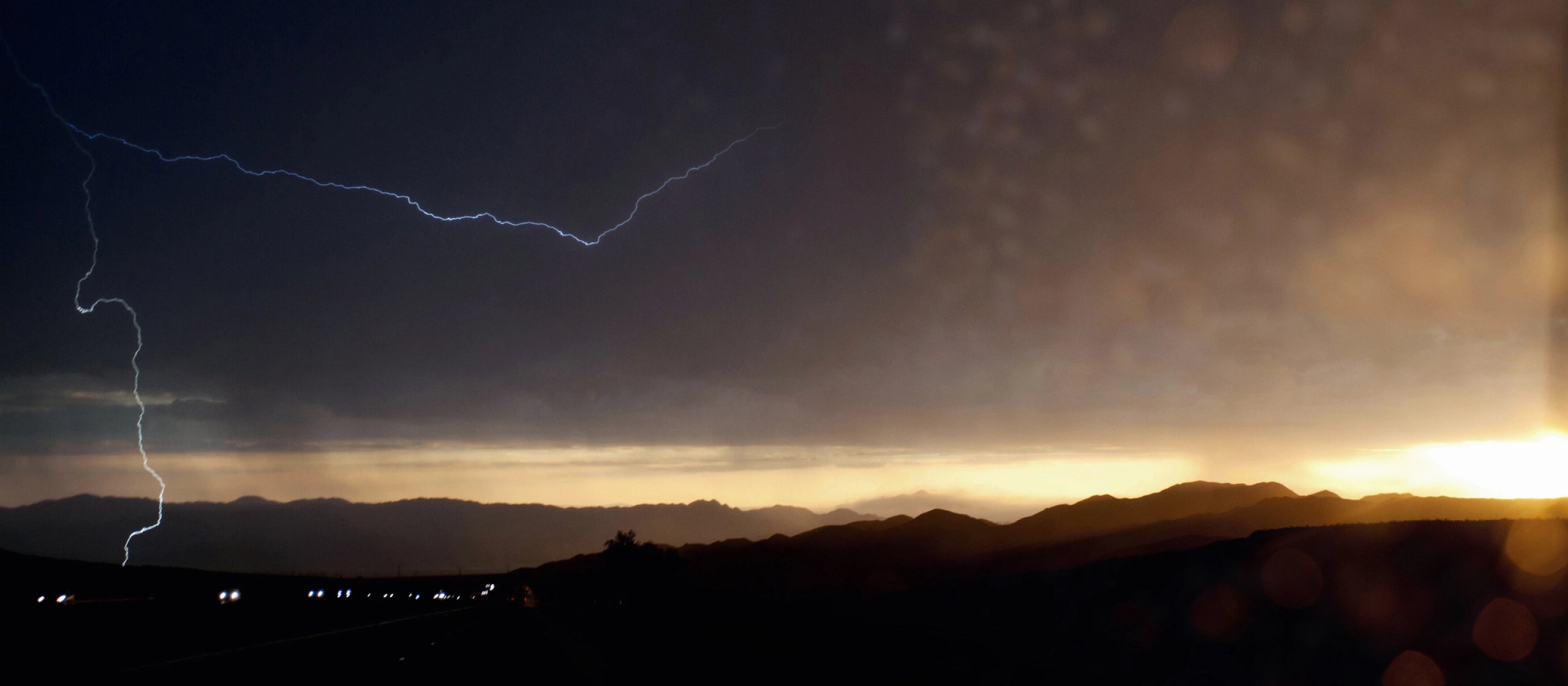 rain, crickets, thunder.